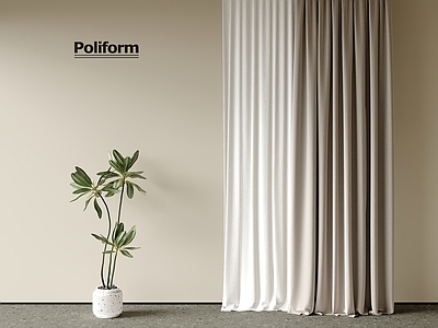 现代窗帘 布帘 窗帘 绿植