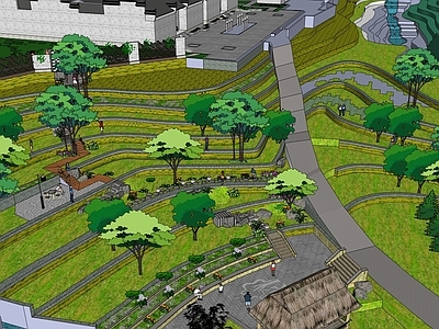 现代新中式广场景观 乡村广场 健身广场 党建广场