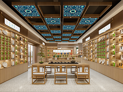 原木现代茶叶店 特产商店 茶叶店 民族风