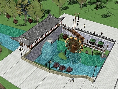 现代新中式滨水景观 码头 乡村