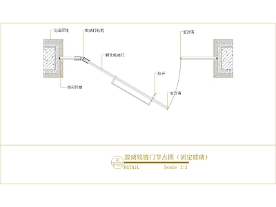玻璃门节点 玻璃铰链门节点图 施工图