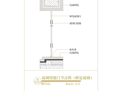 玻璃门节点 玻璃铰链门节点图 施工图