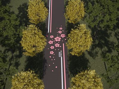 现代园路 公园跑道 道路画线 人行步道图案