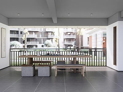 现代新中式其他休闲娱乐空间 新中式架空层 老年活动中心