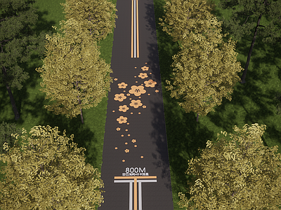 现代园路 公园跑道 道路画线 人行步道图案
