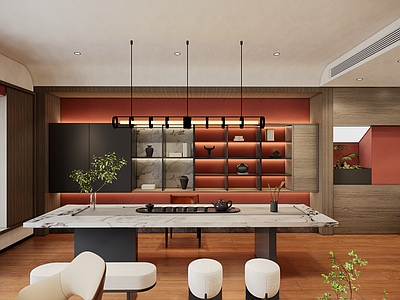 现代新中式棋牌室 棋牌室 茶室包厢 新中式茶桌