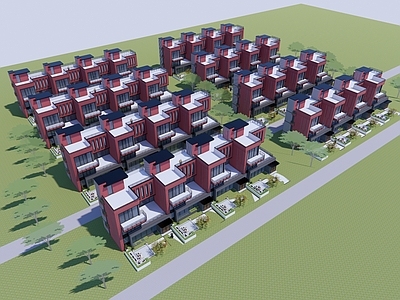 现代别墅 住宅建筑别墅 联排别墅 三层别墅 多层别墅