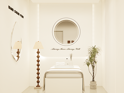 奶油现代美容院 美容院大厅 奶油风美容院 现代美容院 美容院单人间 奶油风单间