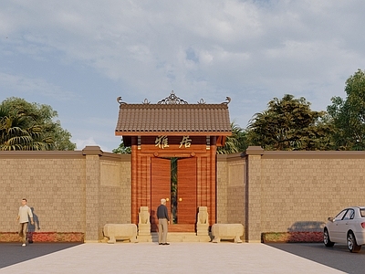 中式新中式入口大门 庭院入口大门