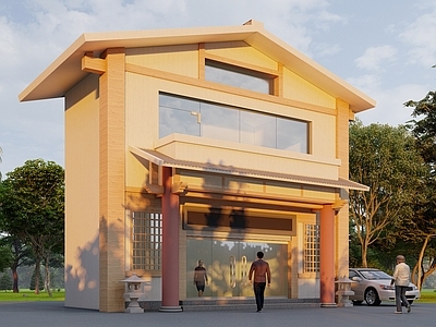 现代新中式入口大门 公园入口大门 餐厅入口大门