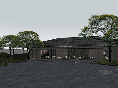 现代新中式售楼处建筑 文化建筑 首开区建筑 现代中式茶馆