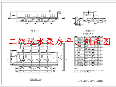 水处理 二级泵房 二级送水泵房 施工图