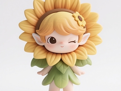 现代雕塑 向日葵精灵雕塑 手办 植物雕塑 陈美 小品