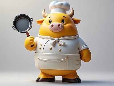 现代雕塑 黄牛厨师雕塑 动物雕塑 景观小品 手办 美陈