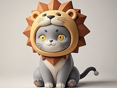 现代雕塑 狮子猫雕塑 动物雕塑小品 手办 美陈 蓝猫系列