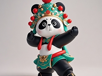 现代雕塑 川剧熊猫雕塑 手办 动物雕塑小品 美陈