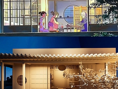 现代日式古建筑 你的名字 日漫建筑 白膜无贴图