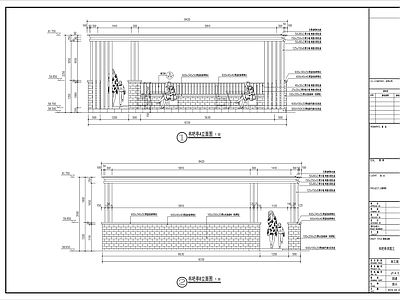 现代亭子 阳光板方形廊架 施工图
