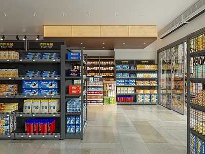 现代新中式便利店 便利店 便利店货架 风幕柜 冰淇淋柜