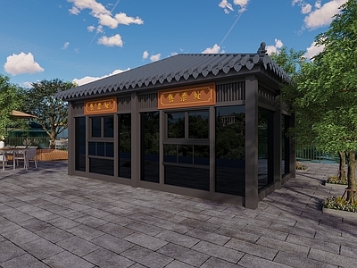 中式新中式其他商业建筑 售票处 新中式屋顶 树木