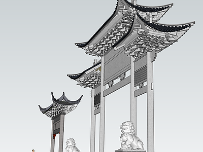 新中式中式风格建筑 牌坊