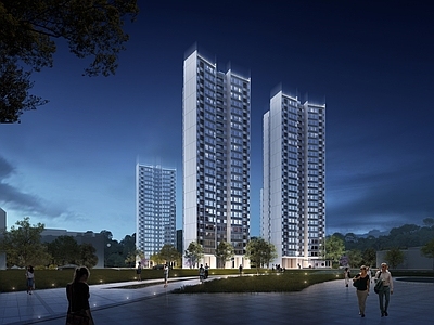 现代小区建筑 高层住宅 小区豪宅