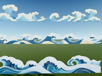 现代其他美陈 海洋元素 海浪