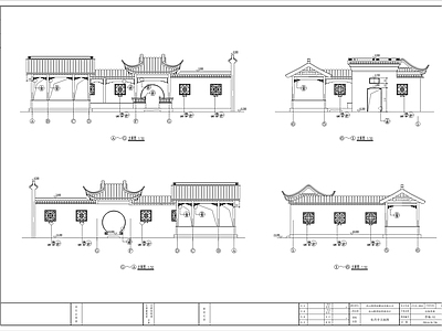 中式廊架 中式仿古亭廊组合 施工图
