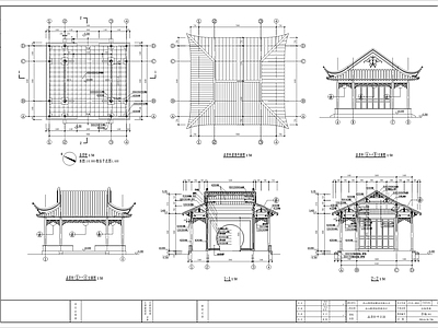 中式亭子 中式仿古歇山亭廊 施工图