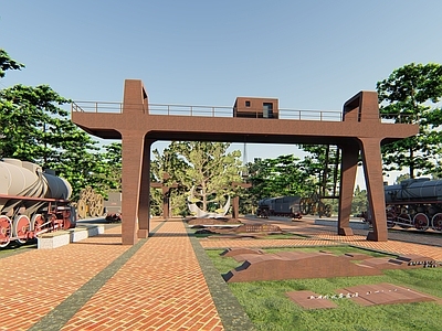 现代新中式广场景观 现代纺织文化广场 钢铁广场 火车文化广场 乡村广场