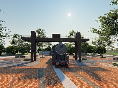 现代新中式广场景观 现代纺织文化广场 钢铁文化广场 火车文化广场 乡村广场