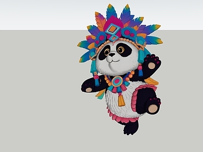 现代雕塑 玛雅服饰跳舞熊猫 动物雕塑 手办 美陈 景观小品