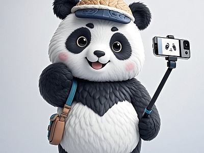 现代雕塑 自拍熊猫雕塑 动物 景观小品 手办 美陈