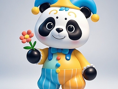 现代雕塑 小丑熊猫雕塑 动物 景观小品 手办 美陈