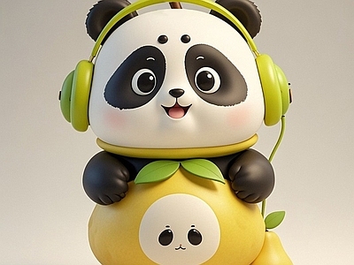 现代雕塑 梨子熊猫雕塑 动物雕塑 手办 景观小品 美陈