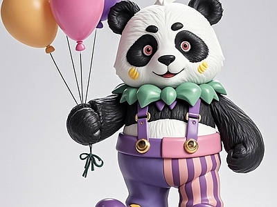 现代雕塑 小丑熊猫雕塑 动物 手办 美陈 景观小品