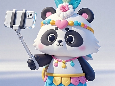 现代雕塑 自拍熊猫雕塑 动物雕塑 手办 美陈 景观小品