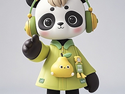 现代雕塑 梨子熊猫 动物雕塑 景观小品 手办 美陈