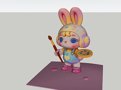 现代雕塑 涂鸦兔子 手办 动物 美陈 景观小品