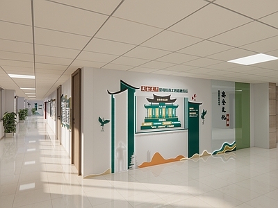 现代简约办公走廊 办公室走廊 安全文化 国家电网 安全文化长廊 文化墙