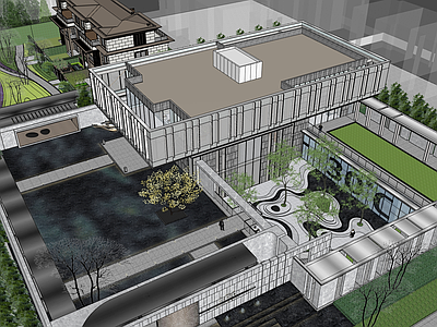 现代小区建筑 全景示范区 展示区全模 豪宅示范区 归家仪式感 下沉会所