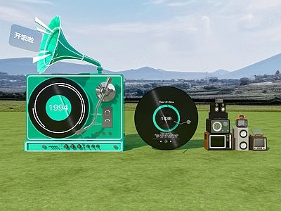 现代简约其他美陈 音乐音响设备 橱窗美陈 唱片留声机 音响电视收音机 喇叭