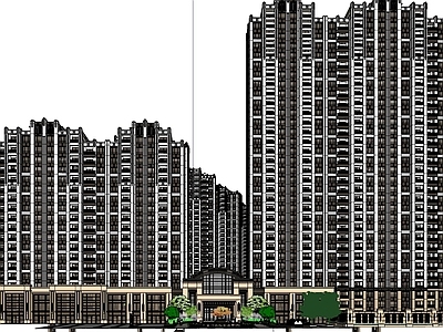 现代高层住宅 居住小区 高层住宅 ARTDECO 园区绿化