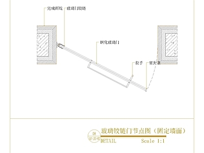 玻璃门节点 玻璃铰链门节点图 施工图
