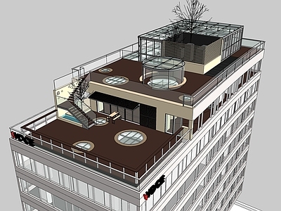 现代办公园区景观 屋顶花园 景观 退台