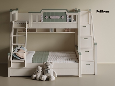 现代奶油上下床 双层床 实木床 高低床