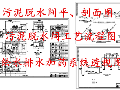 水处理 污泥浓缩脱水间 施工图