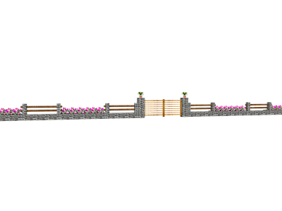 现代简约别墅庭院 围栏 栏杆 围墙 花池 格栅