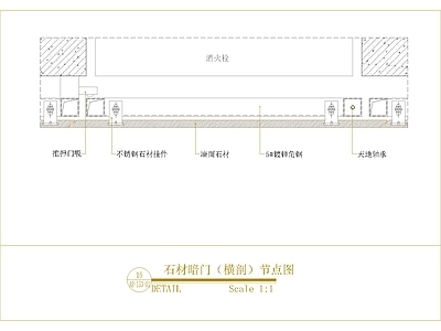 隐形门节点 石材暗门节点 施工图