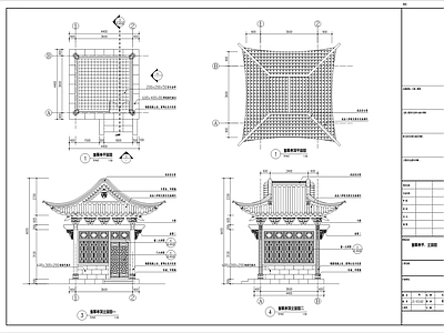 仿古建筑 岭南建筑售票亭 施工图